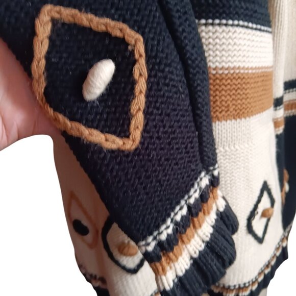 Vintage Women's Large Sweater 1970's Groovy Boho Ski Bunny Long Sleeve Knit - Picture 6 of 11